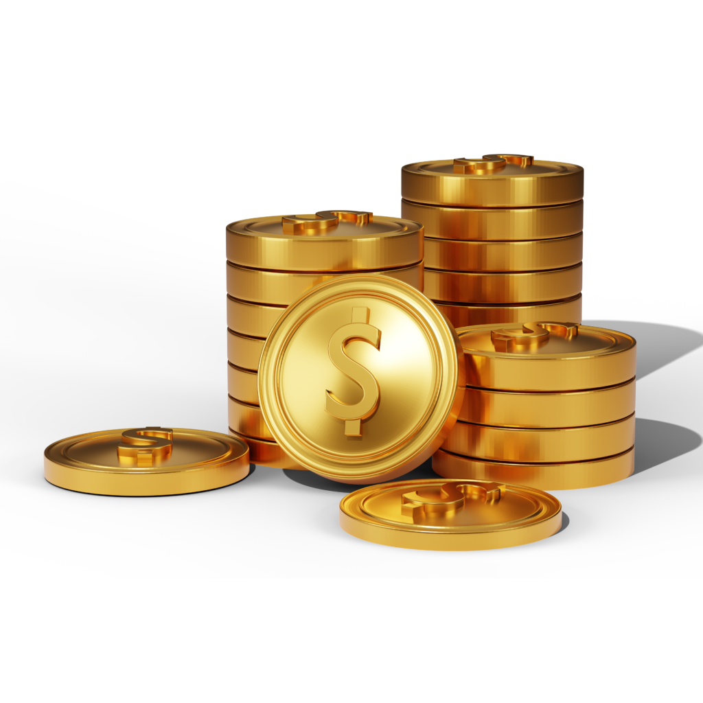 stack of shine 3d gold coins 